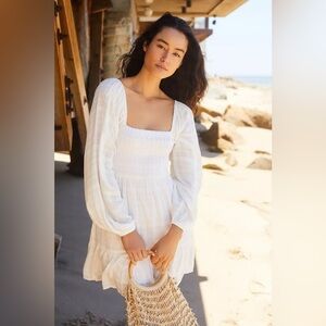 L*Space Winslet Puff-Sleeved Mini Dress in White - Size S